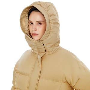 Chaqueta Acolchada Marrón de Invierno para Mujer, Talla Grande, Logotipo Personalizado, Venta al por Mayor, Ropa Exterior Informal Tejida, Abrigo Acolchado para Mujer - Product Image 4