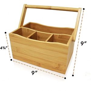 <b>Kitchen</b> Countertop Bamboo Utensil Holder With Handle - Product Image 5