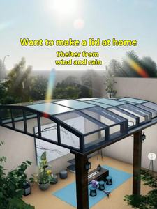 <span class=keywords><strong>Kit</strong></span> de véranda rétractable moderne haut de gamme, cadre en alliage d'aluminium épaissi, toit en verre trempé, protection UV/météo pour cour - Product Image 2