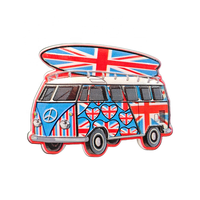 Aimant de réfrigérateur en résine, forme irrégulière, aux couleurs vives, thèmes Rétro Hippie Van, Bus de la Paix, Surf, Planche de surf, Camping-car vintage, décoratif