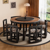 Table et chaises rondes en bois massif, avec capacité de rangement pour chaises et tabourets, modernes, simples et haut de gamme