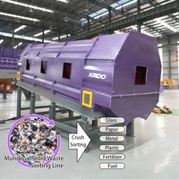Usine de tri des déchets urbains de 10 à 500 TPD, système de séparation des déchets solides urbains, séparateur d'air, plateforme de tri manuelle, tamis rotatif à tambour