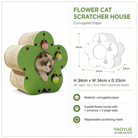 YAOYUE Penguin Maison-griffoir pour chat en carton ondulé avec entrée en arche, lit-caverne pour animaux de compagnie pour dormir et jouer