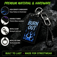 Porte-clés brodé Y2K personnalisé avec logo, style streetwear, patch racing, double face en tissu, fournisseur OEM ODM