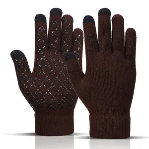 Guanti invernali caldi in pile OEM guanti touch screen lavorati a maglia in lana alla moda guanti da lavoro da sci per ciclismo per sport all'aria aperta