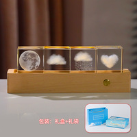 Décoration de bureau tendance, magnifiques cadeaux de Noël, planète lune système solaire, cube de cristal gravé au laser, lumière