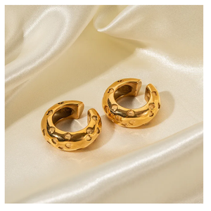 Pendientes de aro con forma de gota de agua chapados en oro de 18 quilates de Pvd de alto pulido de La India, joyería impermeable que no se deslustra - Product Image 4