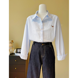 Camicie da <span class=keywords><strong>Donna</strong></span> in Puro Cotone di Alta Qualità con Ricami Cartoon <span class=keywords><strong>e</strong></span> Cardigan Casual Streetwear Prodotti da Fabbriche <span class=keywords><strong>a</strong></span> Basso Costo - Product Image 4