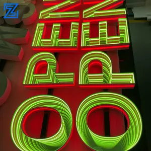 Özel reklam logosu 50x50cm kare duvar Led Infinity ayna işareti mağaza dekorasyon için ışıklı kutu işaretleri