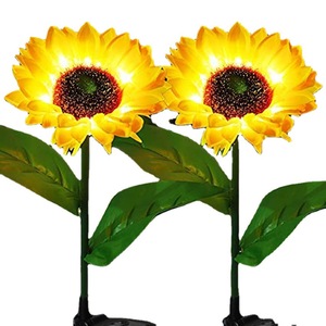 Solar Garden Lights Sunflower Led Outdoor Solar Powered Water Resistant Free Standing With <b>Battery</b> Included - Product Image 5