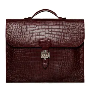 Top luxury real exotic porosus belly skin designer genuine crocodile skin leather business office briefcase bag men