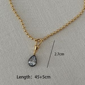 Collar con colgante de cuentas redondas con bloques de color estilo patchwork Haomi Ce, <span class=keywords><strong>cadena</strong></span> para clavícula con corazón de melocotón, <span class=keywords><strong>cadena</strong></span> de suéter de alta gama - Product Image 6