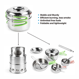 HOMFUL <span class=keywords><strong>Camping</strong></span> cookware set Portable Cooking Pot Cookware Set with stove - Product Image 3