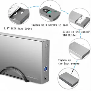 USB 3.0 to SATA best 3.5 external hard drive enclosure Aluminum Case for 3.5inch HDD SSD up to 12TB Drives