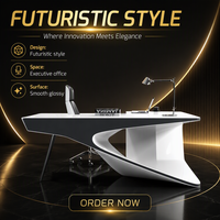 Design Sense - Mobilier de bureau moderne et high-tech - Bureau et chaise de direction laqués - Certifié CE