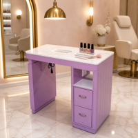 Meubles de salon de manucure modernes, table de manucure individuelle avec plateau en marbre, table de manucure avec collecteur de poussière