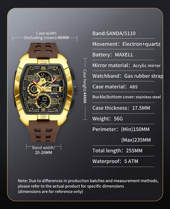 Reloj Digital SANDA 5110 con Forma de Barril, Resistente al Agua, Multifuncional, Deportivo, Casual, para Hombre, con Doble Pantalla, Luminoso y con Alarma - Product Image 6