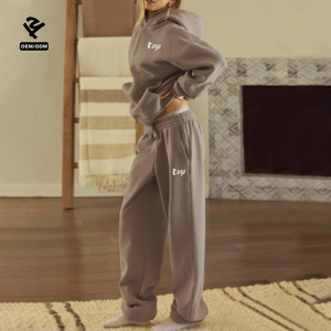 F5782 Tùy Chỉnh Hai Mảnh Thiết Lập Phụ Nữ Quần Áo Mồ Hôi Đặt Sweatsuit Phù Hợp Với Trang Phục Zip up Hoodie Chạy Bộ Thiết Lập Athleisure Loungewear - Product Image 1