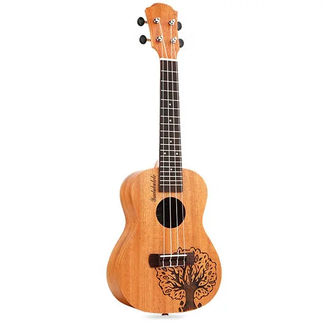 Ukulele pola ukiran pohon 23 inci Ukulele kayu mahoni gitar anak Hawaii Ukulele kustom