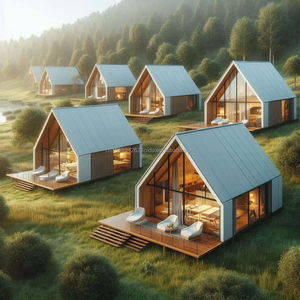 Villa di Lusso dal Design Moderno, Casa Prefabbricata a Installazione Rapida con Struttura in Acciaio a Forma di A, Edificio per Uffici, Casa Prefabbricata - Product Image 1