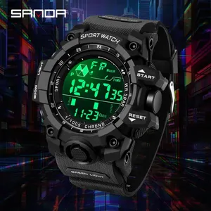 Reloj Deportivo SANDA 6229 Unisex con Luz Verde, Resistente al Agua 5BAR, Esfera Grande, Pantalla Digital Multifuncional y Correa de Goma - Product Image 2