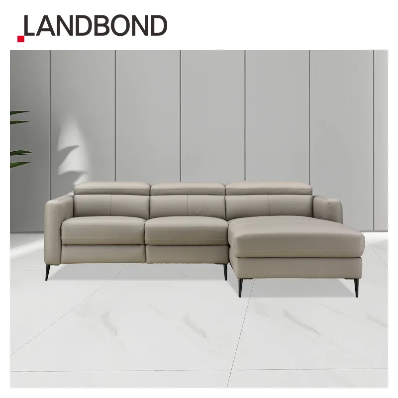 LANDBOND 모던 패브릭 거실 소파 유럽 L 자형 소파 세트 가구 단면 소파 수동 머리 받침 라운지 소파