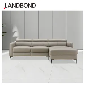 LANDBOND Modern Fabric Living Room Sofa European L Shaped Sofa Set Furniture Sectional Sofa Manual Headrest Lounge Couch