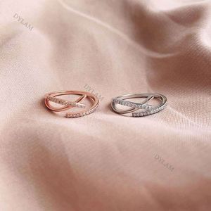 Dylam Open Wrap <b>Adjustable</b> Stacking Bypass <b>Ring</b> for Women Offset Diamond <b>Ring</b> in 925 Sterling <b>Silver</b> or 18k Yellow Gold Vermeil - Product Image 3