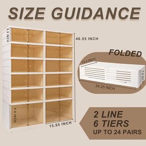Factory Rectangle Eco-Friendly PET Dustproof Shoe Rack Foldable Stackable <b>Storage</b> Container Custom Logo 20-35L Capacity - Product Image 2