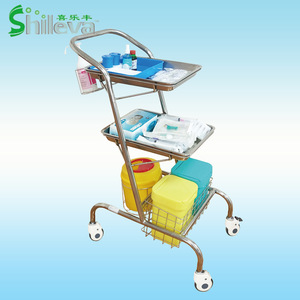 รถเข็นสเตนเลสสตีลสามชั้น Bin Gyu รุ่น SLV C4007 สำหรับใช้ในโรงพยาบาล - Product Image 1