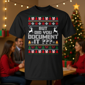 T-shirt de Noël « But Did You Document It » style pull moche pour le bureau et les fêtes - Product Image 3