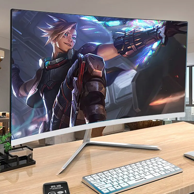 Monitor game tanpa bingkai Lcd 21.5 inci, layar LED 1080P layar melengkung 75Hz komputer Desktop PC 21.5 inci