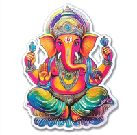 Aimant de réfrigérateur rond en acrylique imperméable personnalisé avec le dieu hindou Ganesha, cadeau promotionnel culturel indien