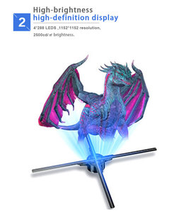 3*65CM projecteur d'hologramme 3D équipement publicitaire présentoir écran 3D holographique projection LED ventilateur affichage numérique homme - Product Image 5