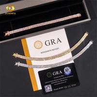 Chaîne tennis en moissanite VVS 3 mm à 2 rangs, bijoux hip-hop, bracelet moissanite 3 couleurs, collier tennis en argent 925 pour femme
