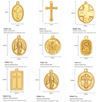 Charmes religieux en acier inoxydable avec crucifix et médailles de protection de Saint Christophe, amulettes patronnes pour hommes et femmes, cadeaux
