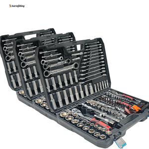 150 pièces 1/4 "3/8" 1/2 "jeu de douilles clé à cliquet Kit d'outils avec boîte à outils de réparation de voiture ensemble d'outils à main-001 - Product Image 5