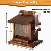 Mangeoire d'écureuil en bois d'extérieur avec station d'arrosage-Table d'alimentation multifonctionnelle pour le maïs, les noix et la faune
