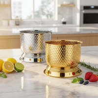 Seau à glace en acier inoxydable au design traditionnel, doré et noir, durable pour le camping et le service de desserts