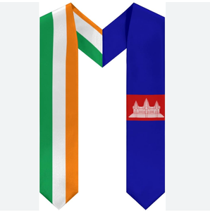 Promoción al por Mayor, Banda de Graduación Unisex con Diseño Personalizado de la Bandera de Camboya e Irlanda, Material de Poliéster de Alta Calidad - Product Image 1