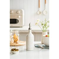 Bouteille Distributrice d'Huile d'Olive en Verre avec Bec Verseur en Céramique, Bouteille de Vinaigre de Cuisine Automatique en Acier Inoxydable, Verseur Portable Écologique