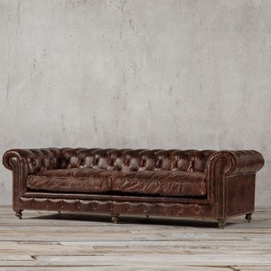 Prodotto di Punta: Set di Divani in Vera Pelle Stile Antico Americano, Divano Personalizzato per Arredamento Soggiorno - Product Image 2