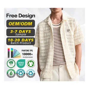 Fabricant de pulls certifié BSCI, logo personnalisé, pull en coton à manches courtes pour homme, cardigan en tricot, chemise à boutons, crochet - Product Image 1