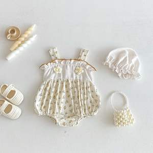 Robe salopette d'été 2026 pour bébés filles, style floral, dos nu, avec sac <span class=keywords><strong>triangulaire</strong></span>, pour les jeux en extérieur, style doux - Product Image 3