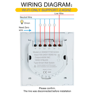 LangYeao CE RoHS 2 Gang WIFI Tuya Alexa uzaktan kumanda işık duvar dokunmatik Wifi ile akıllı anahtar/hiçbir nötr tel evrensel - Product Image 6