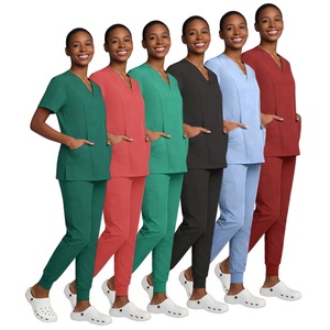Unisex Scrub Suit Set Breathable Woven Split Design For Medical Staff Hospital Uniforms - Product Image 1