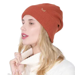 Two Different Wearing Ways Winter Hat Gorros De Invierno Knitted Beanies for Women