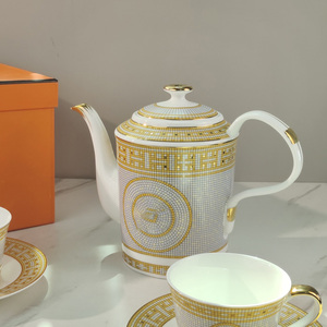 Ensemble de café et de thé en céramique dorée de luxe nordique, best-seller, décoration d'intérieur pour le thé de l'après-midi - Product Image 5