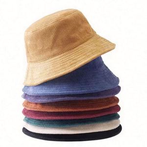 Korean Solid Color Blank Plain Outdoor Winter Warm Sunscreen Unisex Corduroy Reversible Fisherman Cap Bucket Hat - Product Image 5