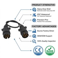 Cable de Remolque Europeo de 7 Pines de Alta Resistencia, 12V, Estándar ISO 1724, Cable de Extensión con Enchufe ABS para Camión y Caravana